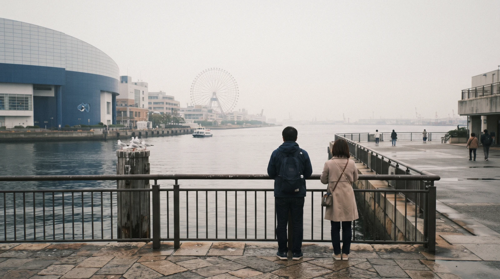 Whale shark crossing the acrylic window of the Pacific tank at the Osaka Aquarium Kaiyukan, Osaka Japan