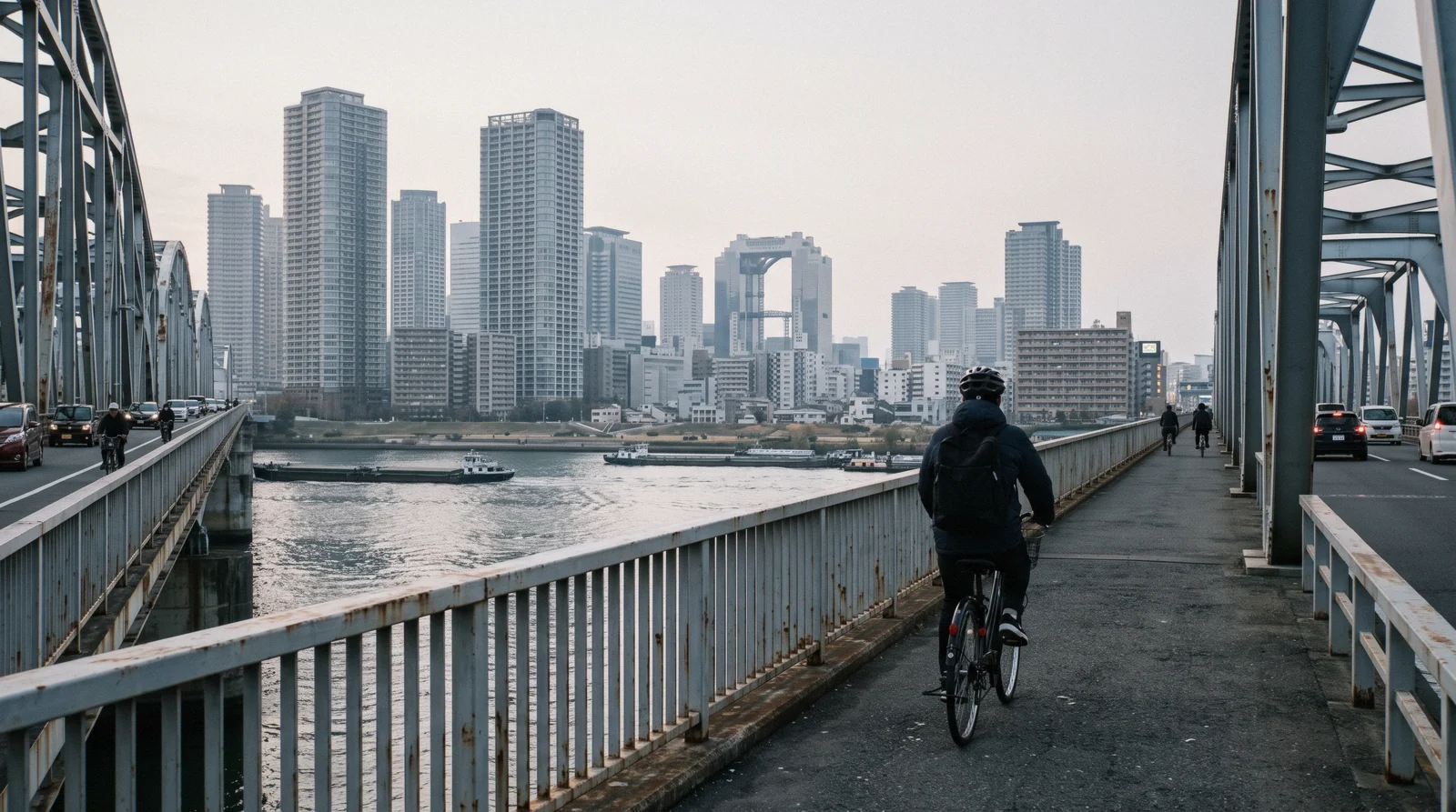 The Umeda Sky Building's open-air ring lit above the north Osaka skyline at dusk, Osaka in 2 days Japan